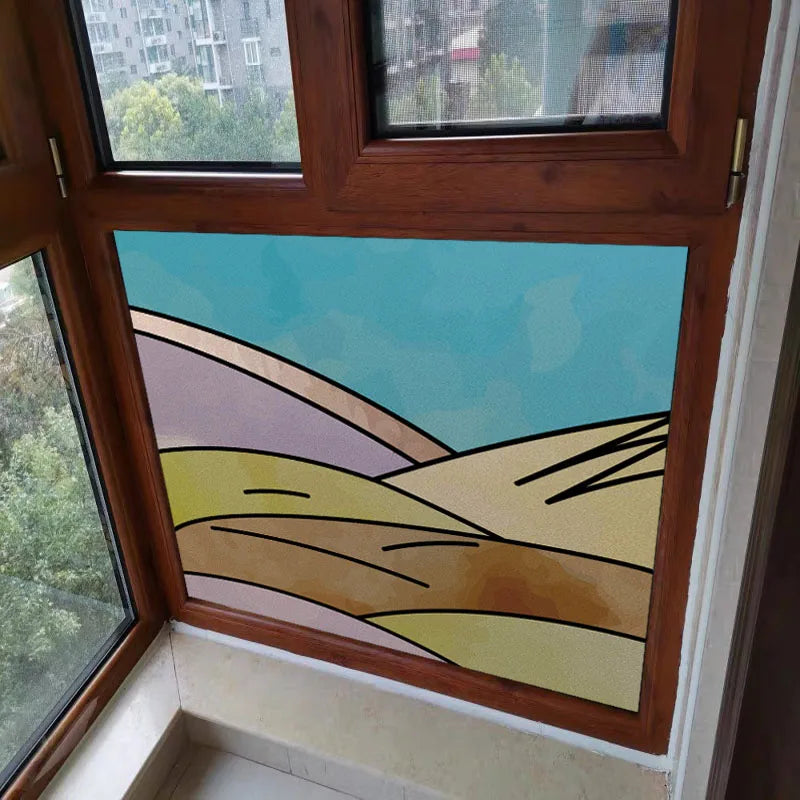Privacy Window Film, Static Clings, Stained Glass, Non-Adhesive, Anti-UV Protection, Heat Control, Door Stickers custom for Home