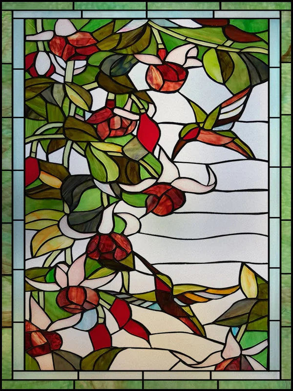 Frosted Stained Glass Window Film, Customized Art, Peacock Hummingbird Static Cling Sticker,Home Decor, Treatment