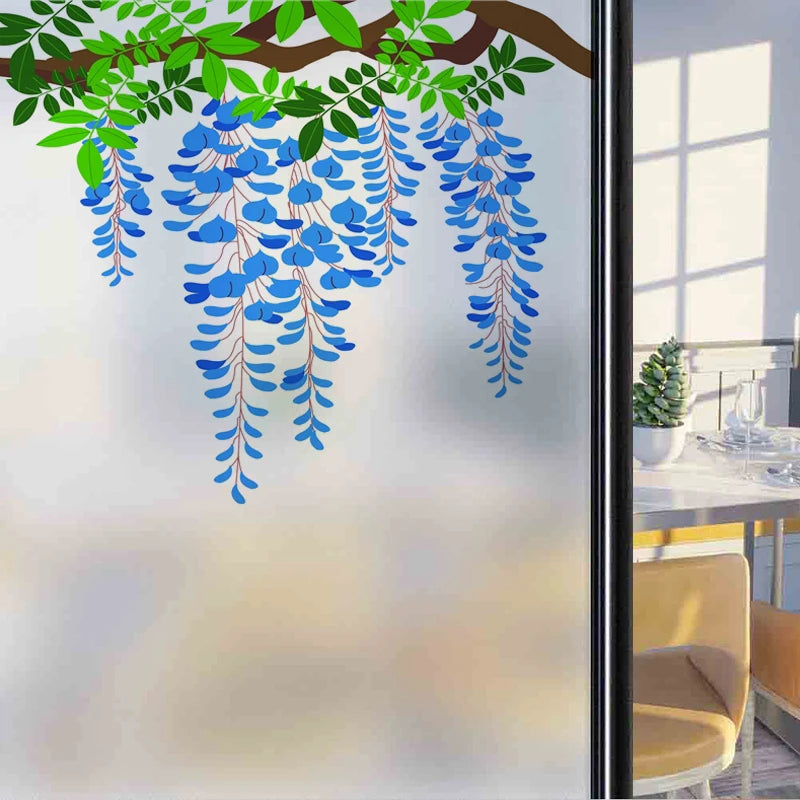 Frosted Stained Glass Window Film, Customized Decor Design, Leaf Static Cling Sticker,Home Decor Foil, Treatment