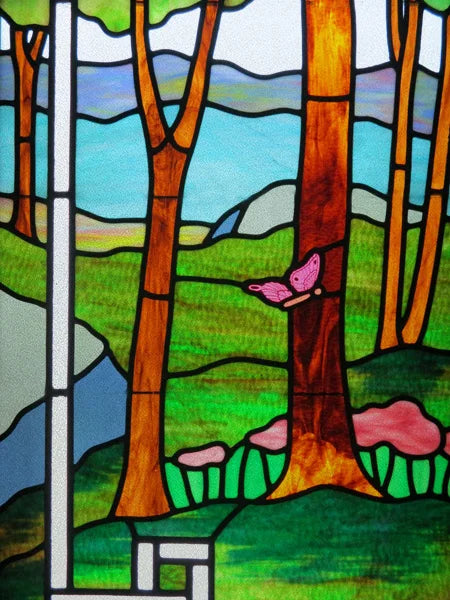 Custom Size Glass Window Film,Static Cling Frosted Opaque Glass Films,Stickers For Wardrobe Bathroom Kitchen Door,Tree Poster