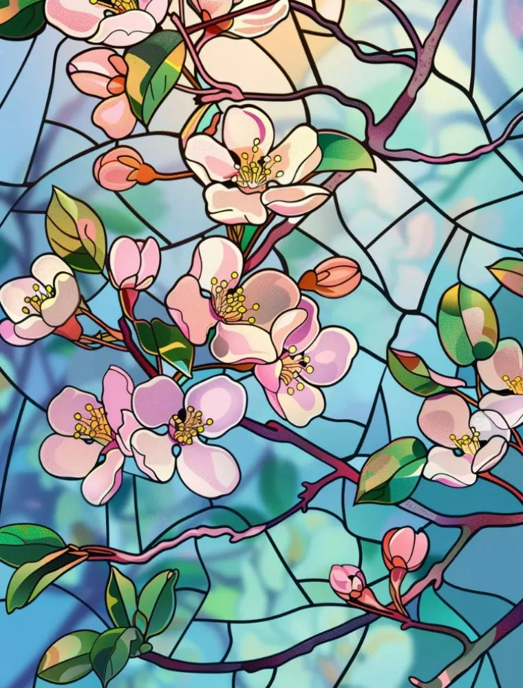 Stained Glass Window Film, Frosted Window Film, ,Privacy,No Glue, Static Cling, Home Decorative Flower