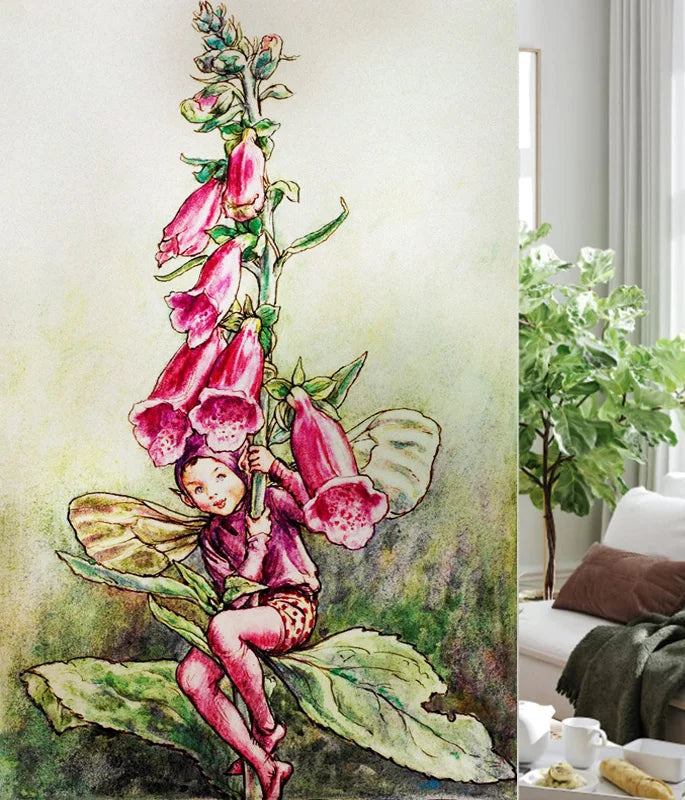 Custom Size Stained Glass Window Film, Flower Fairy Stickers, Static Cling for Kitchen, Bathroom, Bedroom, Door, Home Decor