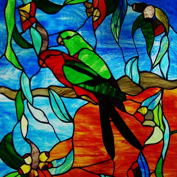 Custom Size Stained Glass Film,3D Frosted Static Cling Window Films,Decor Foil Stickers, Window Treatment for Square Glass Door