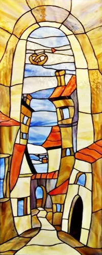 Customized Stained Glass Film Window Films,Static Cling Frosted Privacy,Bathroom Kitchen Cupboard Door Sticker,Castle