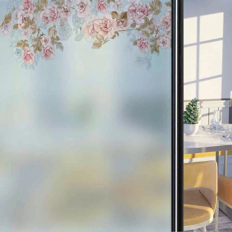 Frosted Stained Glass Window Film, Customized Decor Design, Leaf Static Cling Sticker,Home Decor Foil, Treatment