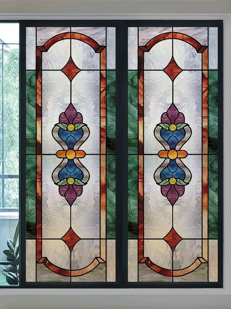 European Church Art Glass Film Stained Window Opaque Sticker Self Adhesive/Static Cling Decor Privacy do custom size B1014