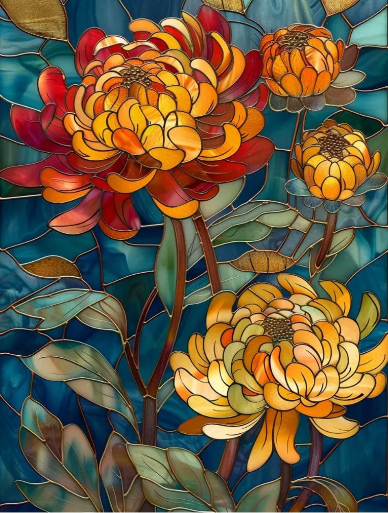 Stained Glass Window Film, Frosted Window Film, ,Privacy,No Glue, Static Cling, Home Decorative Flower