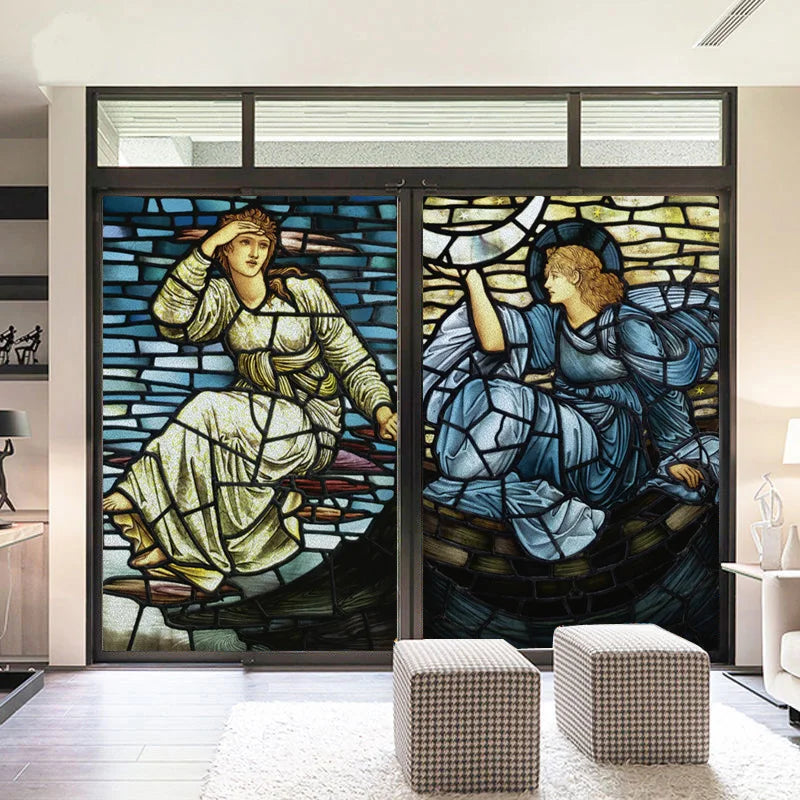 Custom Size Window Film, Stained Glass Films, Jesus Christ, Virgin Mary, Door Stickers, Church Style