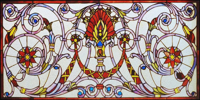 Window Film Stained Glass Stickers,Custom size Static Cling Frosted Privacy,Bird Tree Print For Transom Window Glass Home Decor