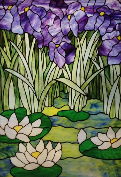 Window Film Frosted Stained Glass Films,Customized Privacy Static Cling,Retro Colorful Stickers Home Decor Bathroom Skylight