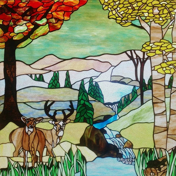 Custom Size Stained Glass Window Film Opaque Frosted Privacy Protection Removable Static Cling Home-Decor Animal Window Covering