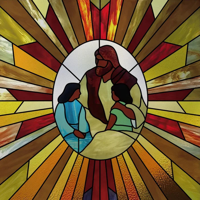 Custom Frosted Stained Glass Window Film,Static Cling Reusable,Jesus Christ Angels Virgin Mary Picture Decor Window Treatment