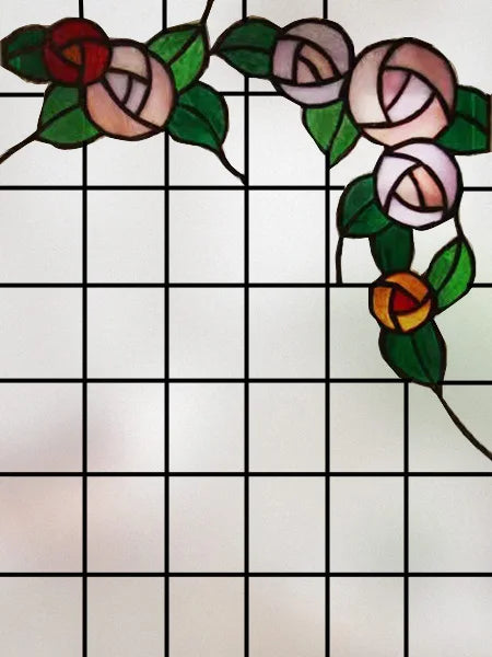 Window Film Stained Glass Films Frosted Static Cling Light-transparent Opaque Privacy Glass Sticker Home Decor Rose Flowers