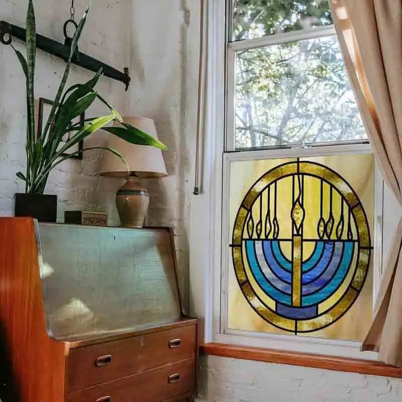 Custom Frosted Stained Glass Window Film,Sataic Cling Window Films,Retro Church Cross Dove Decor Foil Stickers Window Treatment