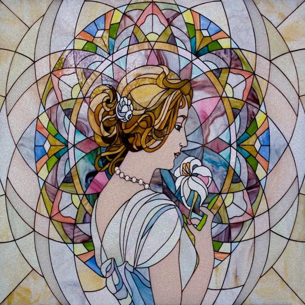 Stained Glass Window Film, Custom Size, Static Cling,Women Jesus Christ Angels Virgin Mary Picture ,Home Decor, Window Treatment