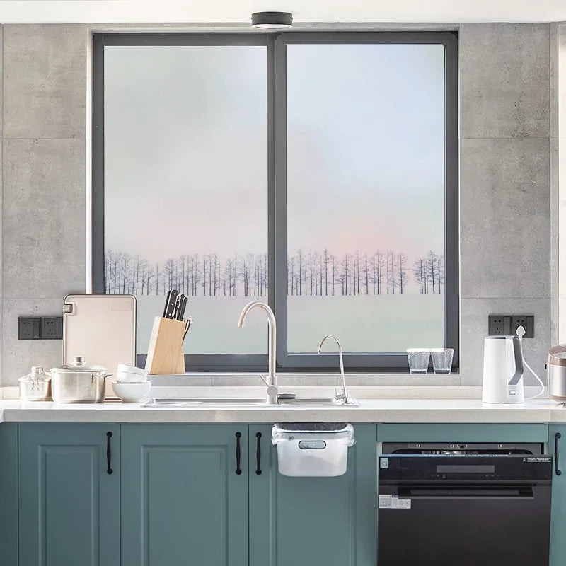 Custom Size Window Glass Films Window Film,Frosted Static Cling, Privacy Opaque,Art Pictures Trees,Shower Nordic Obscure Posters