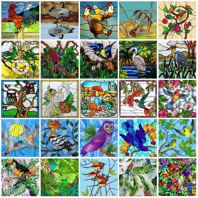 Window Film Stained Glass Films Static Cling Stickers for Bathroom Kitchen Office Home Decor,Birds Peacock,Heron,Owl,Custom size