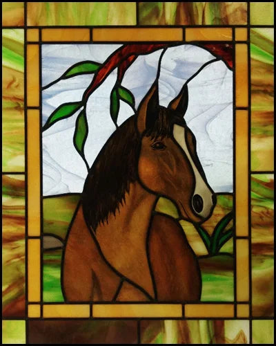 Custom size Stained Glass Window Film Retro Painted Horse Deer, Frosted Static Cling Art Colored Glass Films,Glass Sticker