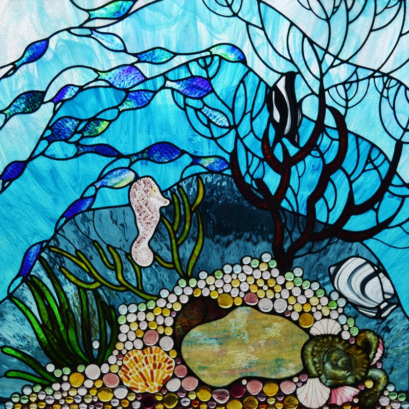 Custom size Window Film Stained Glass Films Frosted Privacy Static Cling Background Sticker Aquarium Ocean Poster Fish Tank Film