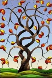 Frosted Stained Glass Window Film, Customized Tiffany Trees, Static Cling Sticker,Bathroom Door, Kitchen, Office, Home Decor