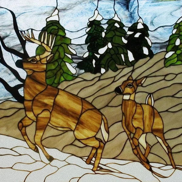 Custom Size Stained Glass Window Film Opaque Frosted Privacy Protection Removable Static Cling Home-Decor Animal Window Covering