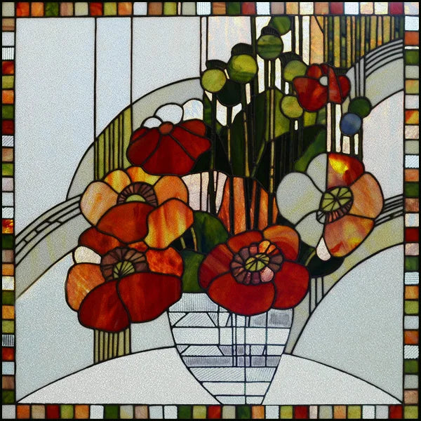 Window Film Frosted Stained Glass Films,Customized Art Deco Design Flowers Static Cling Sticker,Home Decor Foil Window Treatment