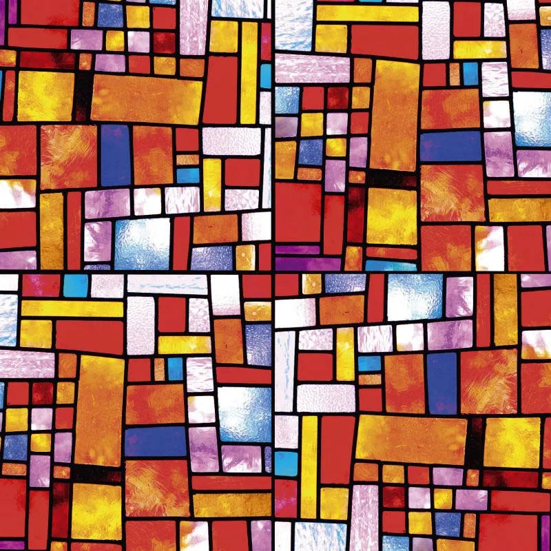 Custom Size Stained Glass Window Film Opaque Frosted Privacy Protection Removable Static Cling Home-Decor Mosaic Window Covering