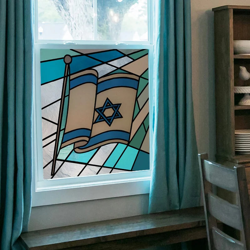 Custom Size Window Film, Stained Glass Films, Square Window Sticker, Retro Church Frosted Static Cling, Door Glass Home Decor