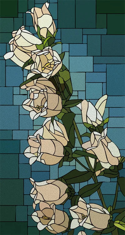 Window Film Stained Glass Stickers,Custom size Static Cling Rose,Flower Privacy Films Door Sticker Kitchen Office Home Decor