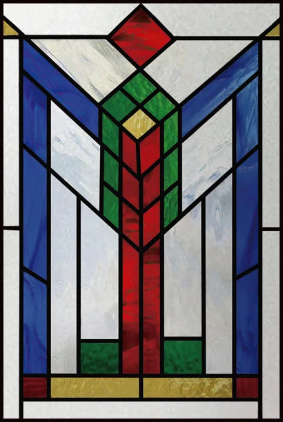 Frosted Stained Glass Window Film, Custom Size Privacy Static Cling, Prairie Style for Kitchen, Bathroom, Office, Skylight
