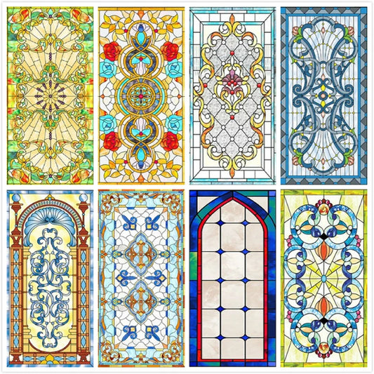 Electrostatic Cling Frosted Stained Glass Window Film, Custom Size, Home Foil Door Stickers, PVC Self-Adhesive Window Films