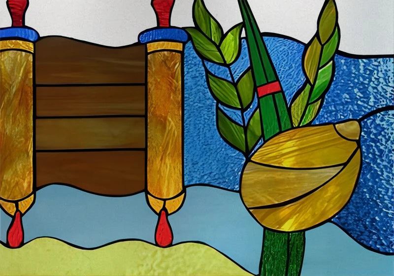 Landscape painting Stained Glass Films Transom/Windows Film Glass Sticker Static Cling Retro Vintage Style Custom Size