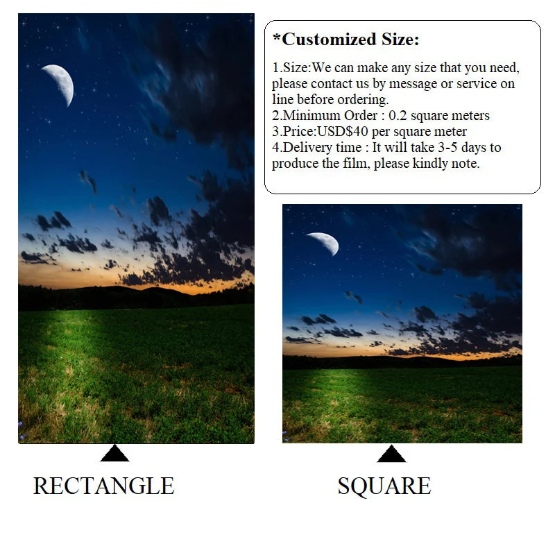 Stained Glass Window Glass Film Frosted Sticker Static Cling Starry Sky,Custom made any Window Size/Shape,Print with Your Photo