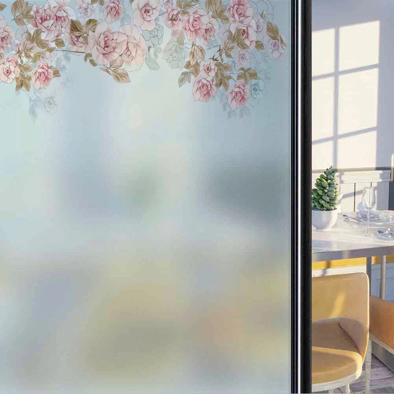 Frosted Stained Glass Window Film, Customized Decor Design, Leaf Static Cling Sticker,Home Decor Foil, Treatment