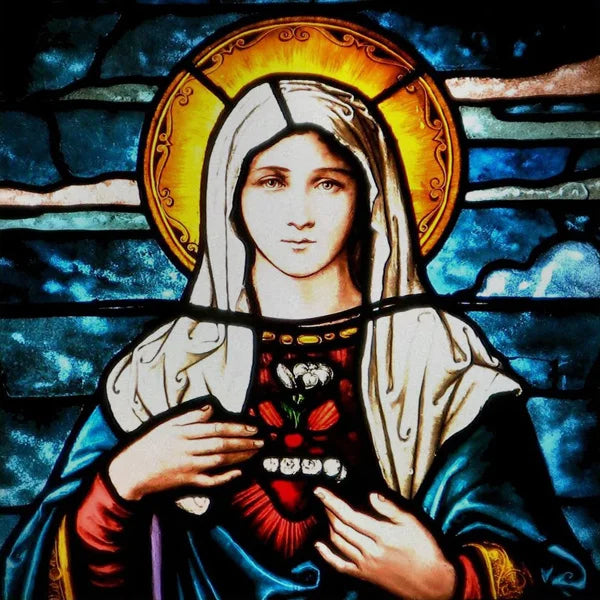 Custom Frosted Stained Glass Window Film,PVC Static Cling Films,Virgin Mary, Jesus Church Decor, Foil Stickers