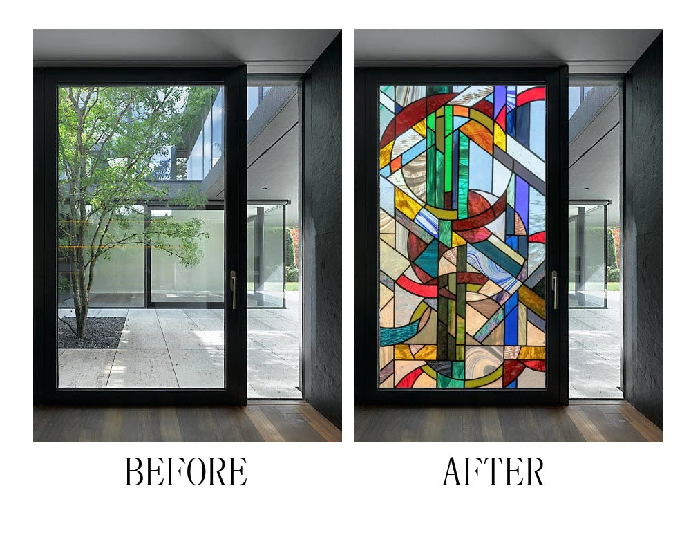 Window Films Stained Glass Films Static Cling Frosted Opaque Church Home Decor Door Sticker Window Treatment Privacy Custom Size