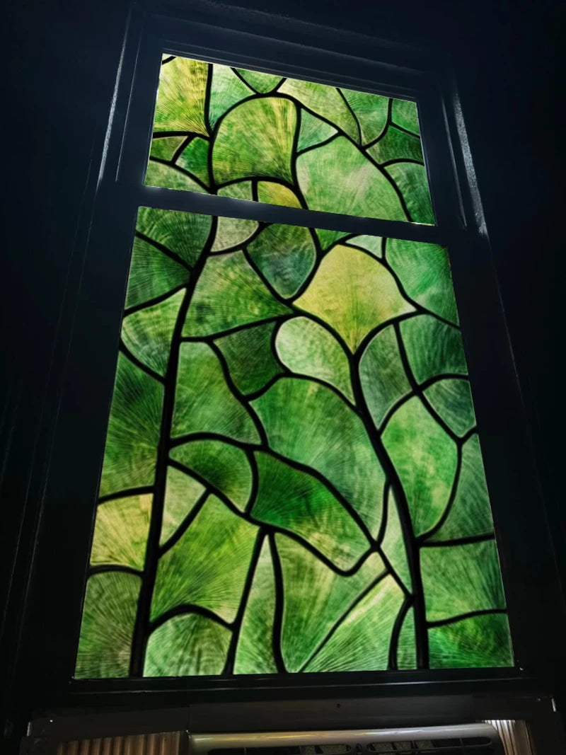 Window Film Stained Glass Films,Frosted Static Cling,Light-transparent Opaque Privacy Sticker,Home Decor,Ginkgo Leaf,Leaves