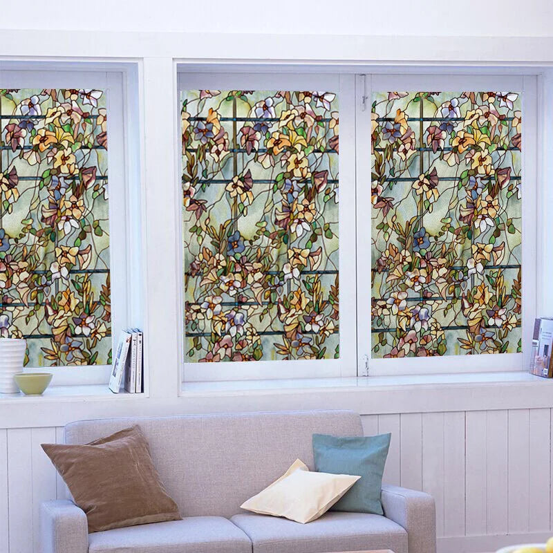 Window Film Frosted Stained Glass Films Customized Privacy Static Cling  For Bathroom Door Sticker Lemon Fruit Tree Flower