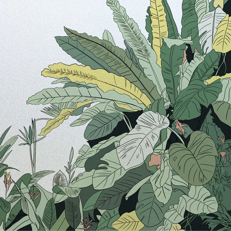 Window Film Frosted Stained Glass Films Customized Art Deco Design Leaves Static Cling Sticker,Home Decor Foil Window Treatment