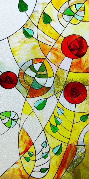 Frosted Stained Glass Window Film, Church Static Cling,Door Sticker,Print SunFlower,Tree,Fruit,Birds,Home Decor, Customized