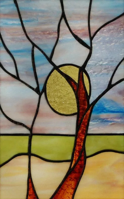 Custom Size Stained Glass Stickers,Static Cling,Frosted Privacy Print, Tree,Rivers for Window, Door, Home Decor