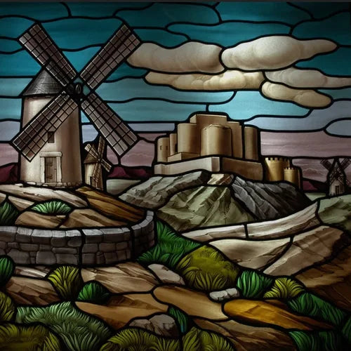 Custom Size Stained Glass Films,Privacy Static Cling,Print Castle, Sailboat, House Door Sticker,Office, Home Decor