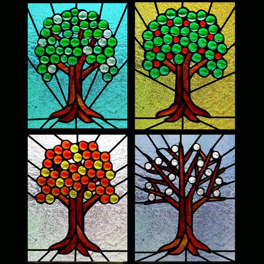 Custom size Window Film Stained Glass Films Frosted Privacy Static Cling Colorful Stickers Bathroom Skylight Decor 3D Lucky Tree