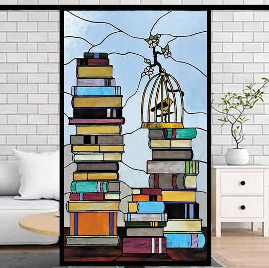 Frosted Privacy Window Film, Stained Glass Film, European Church Style, Colorful Window Stickers, Shower and Bathroom