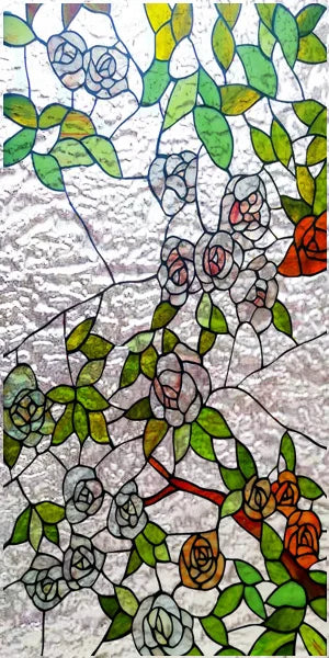 Custom Stained Glass Window Films,Frosted sticker,Privacy Static Cling Flower Fruit Trees For Bathroom Sliding door Home Office