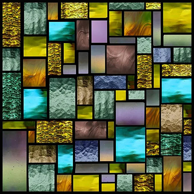 Custom Size Stained Glass Window Film Opaque Frosted Privacy Protection Removable Static Cling Home-Decor Mosaic Window Covering