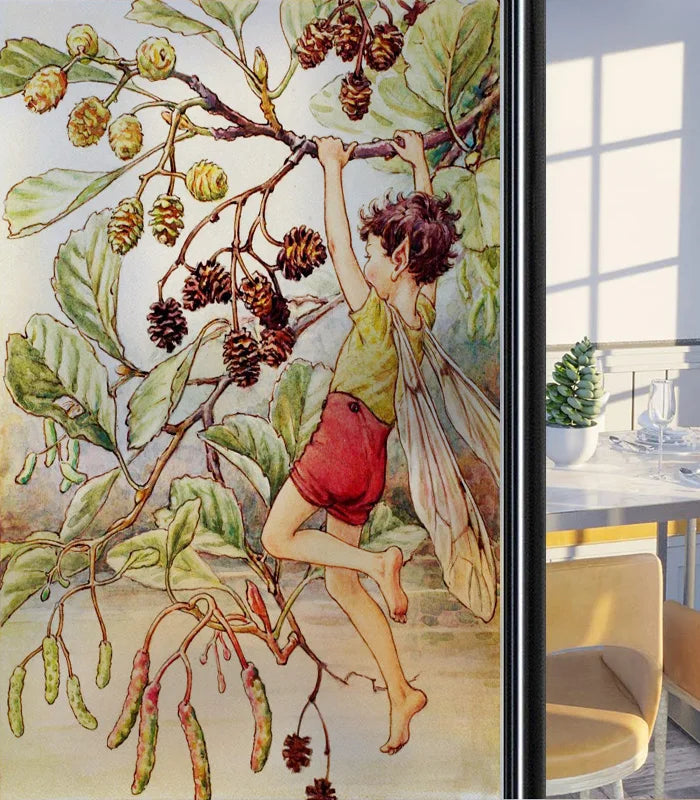 Custom Size Glass Window Film Static Cling Frosted Glass Films Foil Stickers Waterproof For Bathroom Kitchen Door Flower Fairy