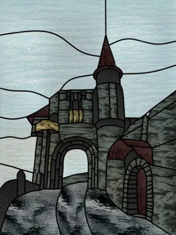 Custom Size Stained Glass Films,Privacy Static Cling,Print Castle, Lighthouse Tower, Sailboat Door Sticker,Office, Home Decor