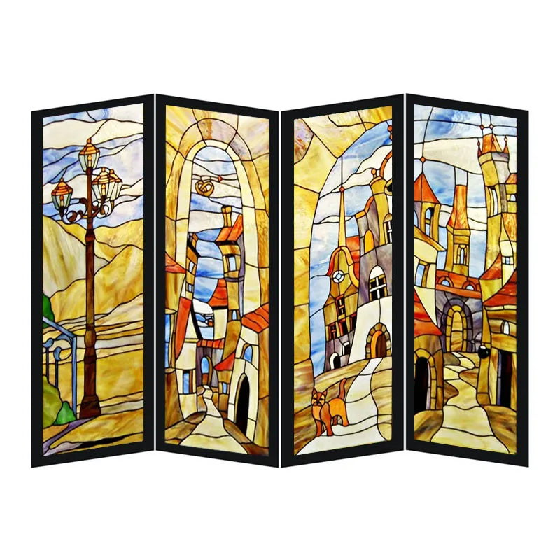 Customized Stained Glass Film Window Films,Static Cling Frosted Privacy,Bathroom Kitchen Cupboard Door Sticker,Castle