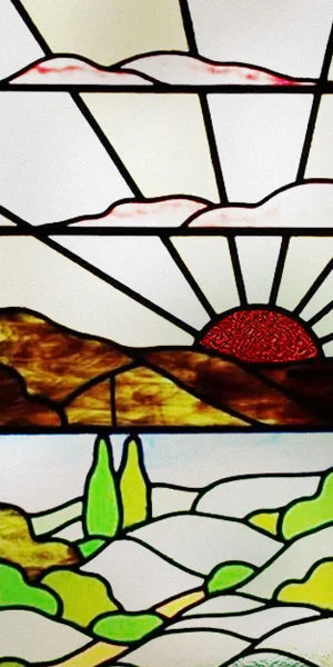 Custom Size Window Film, Stained Glass Stickers, Static Cling, Frosted Privacy Print, Sun,Sailboat,for Window Door, Home Decor